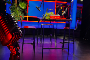 podcast live vidéo dans notre studio modulable